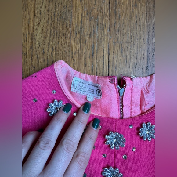 60s Vintage Bubble Gum Pink Long Sleeved A line Mini Sz Sm - Picture 3 of 7